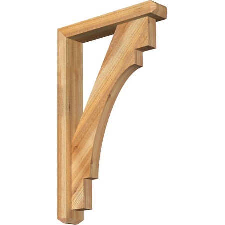 Ekena Millwork Merced Craftsman Rough Sawn Bracket w/ Offset Brace, Western Red Cedar, 4"W x 20"D x 32"H BKT0402X20X32MRC04RWR